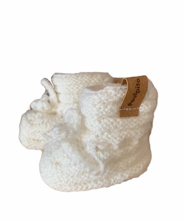 alt="Poulpito - Chaussons pour bébé en laine - Tricotés à la main en Suisse -Cadeau de naissance fait main en Suisse - Coconut"